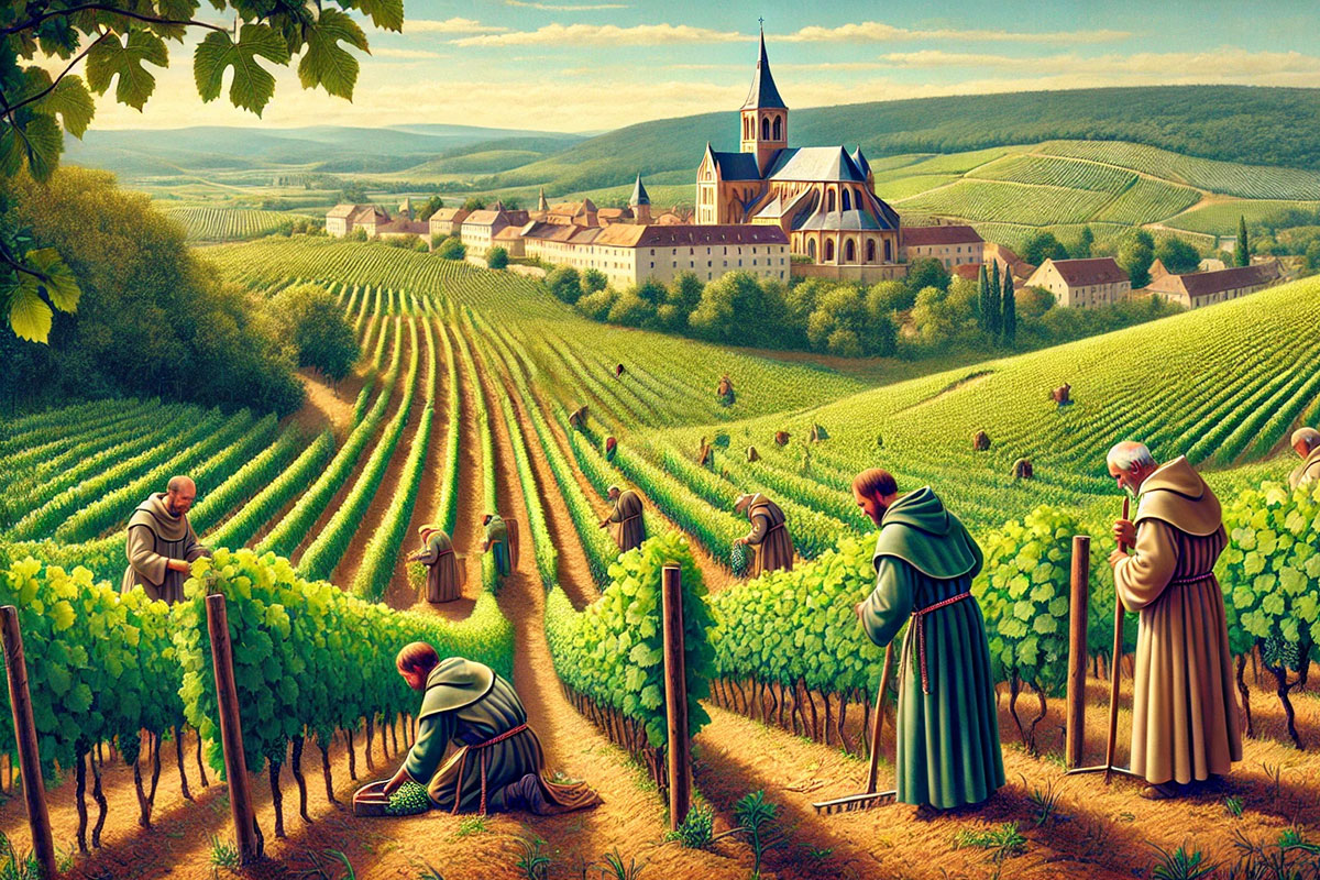 Medieval-Monks-Tending-the-Vineyards-of-Sancerre